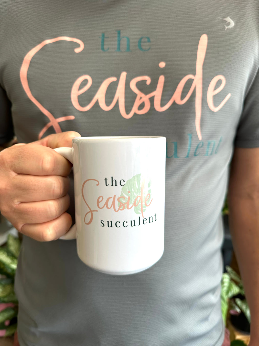 The Seaside Succulent logo mug