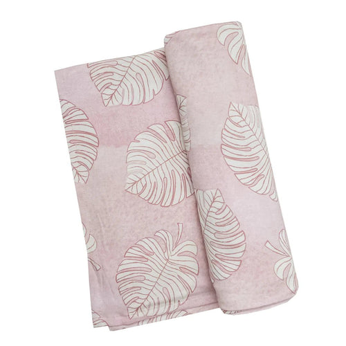 Coral Monstera Knit Swaddle Blanket - The Seaside Succulent