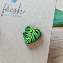 Load image into Gallery viewer, Hand-Painted Monstera Leaf Mini Stud Earrings
