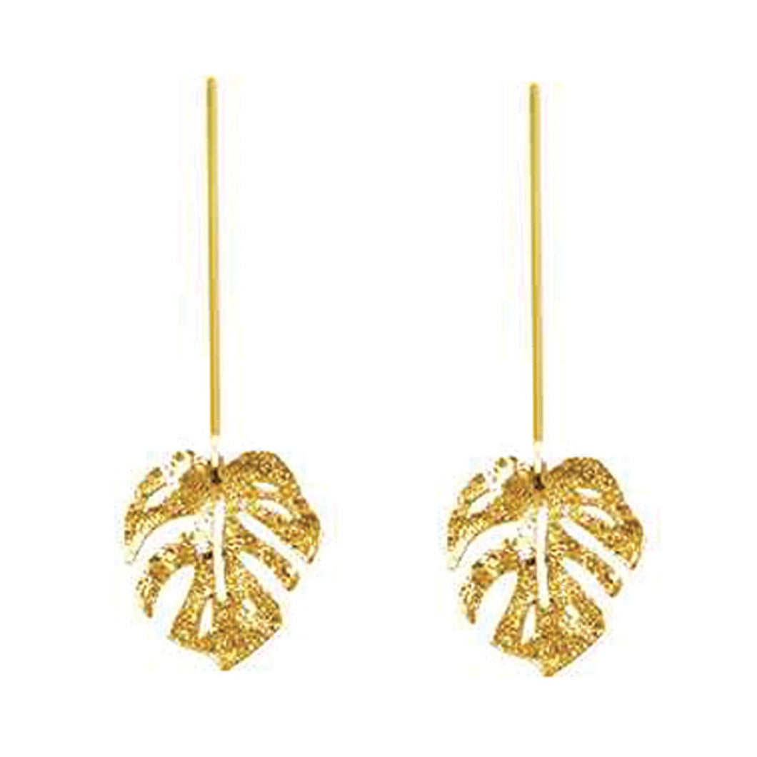Gold Drop Leaf Earrings