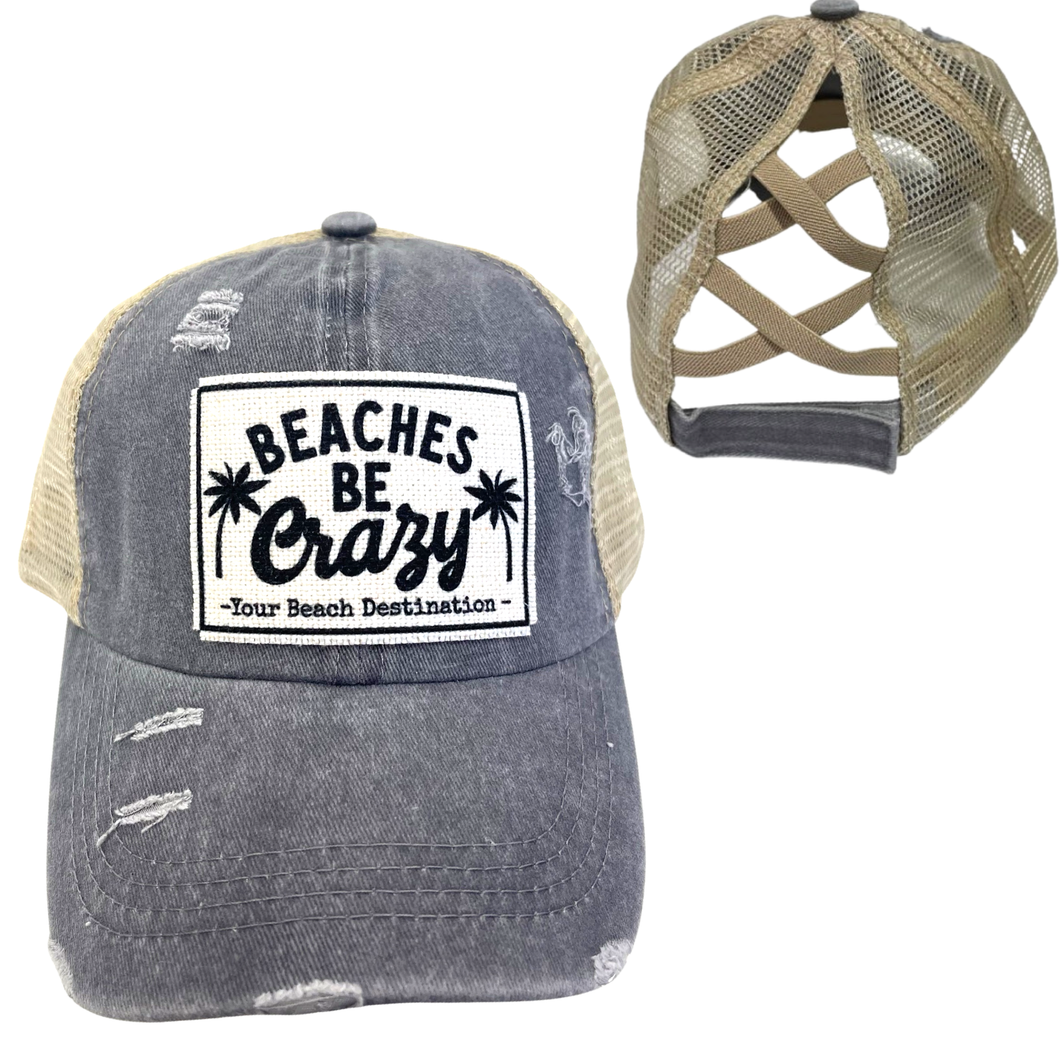 Beaches Be Crazy~Cocoa Beach Adjustable Ponytail Hat