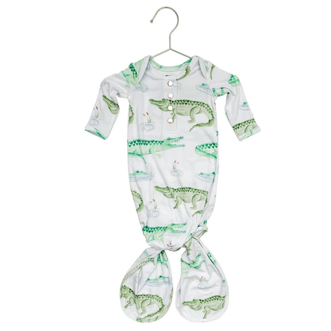 Alligator Newborn Knotted Gown - The Seaside Succulent