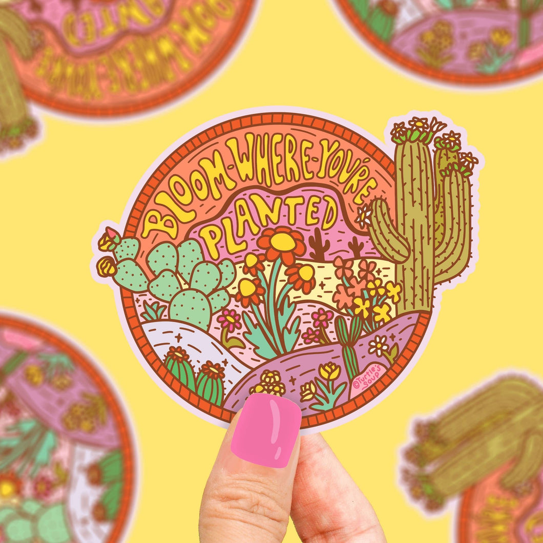 Bloom Where You're Planted Vinyl Sticker - The Seaside Succulent