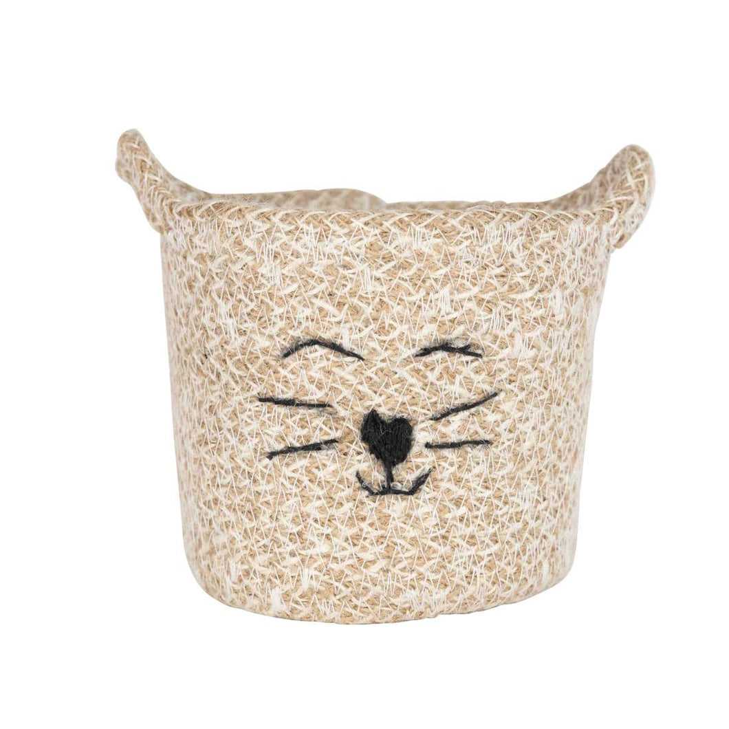 Cat Face Jute Basket - Small - The Seaside Succulent