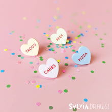 Load image into Gallery viewer, Candy Heart Stud Earrings: Foodie Friends
