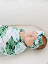 Load image into Gallery viewer, Monstera Knit Swaddle Blanket - The Seaside Succulent
