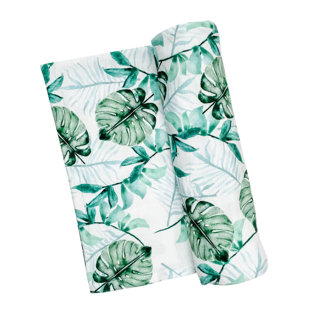 Monstera Knit Swaddle Blanket - The Seaside Succulent
