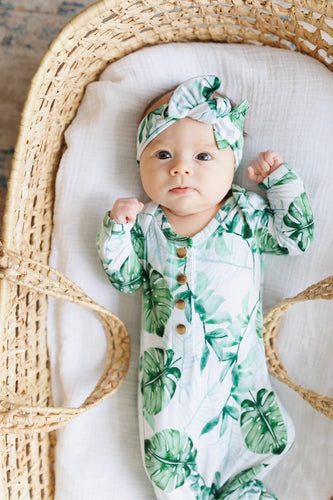 Monstera Newborn Knotted Gown - The Seaside Succulent