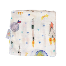 Load image into Gallery viewer, Muslin Swaddle Blanket - Space print - The Seaside Succulent
